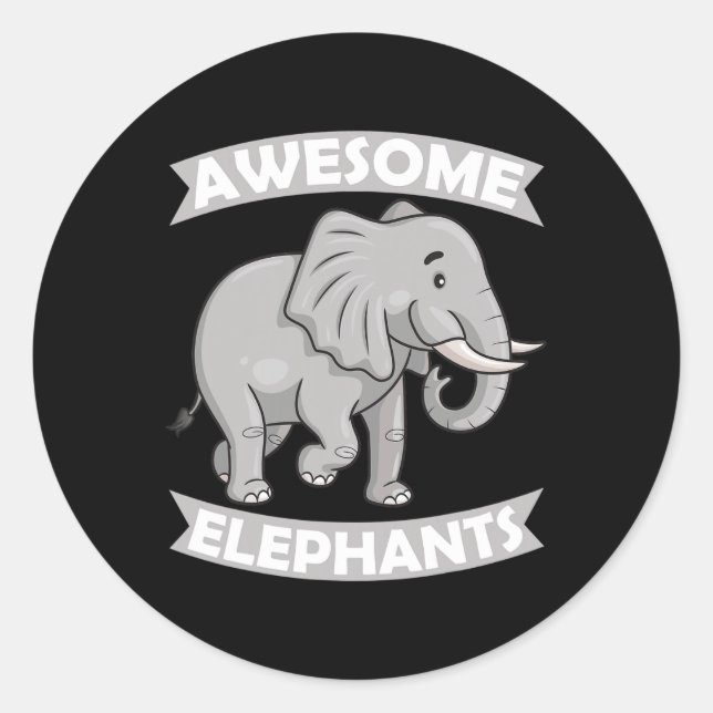 Pegatina Redonda Elefantes Zoo Circus Elephant Conservation (Anverso)