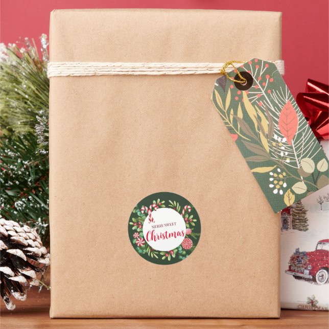 Pegatina Redonda Elegancia de menta (Vacaciones)