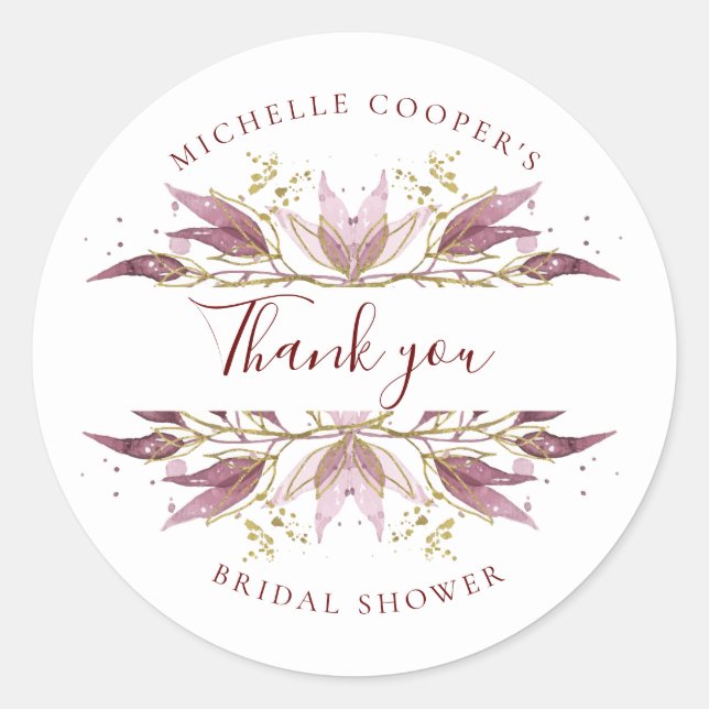 Pegatina Redonda Elegancia De Otoño Gracias (Anverso)