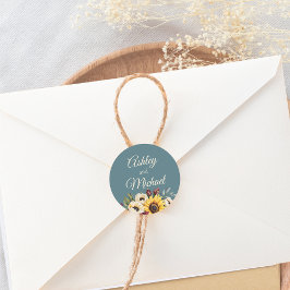 Pegatina Redonda Elegancia del País Girasol