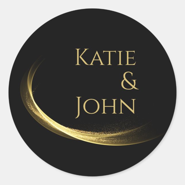 Pegatina Redonda Elegancia dorada-Boda- (Anverso)