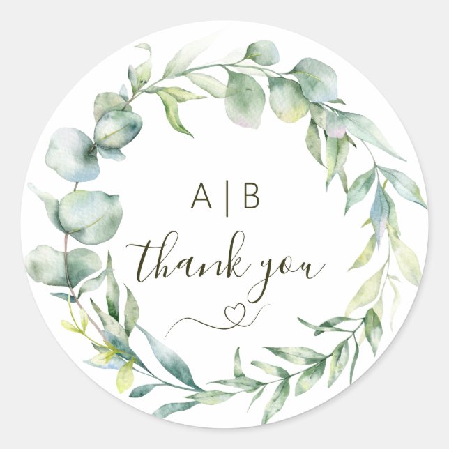 Pegatina Redonda Elegancia eucalipto vegetación de flores (Anverso)