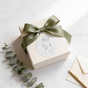 Pegatina Redonda Elegancia materna: mujeres embarazadas en línea de