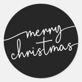 Pegatina Redonda Elegancia Pulida: Feliz Navidad en Letra Script El