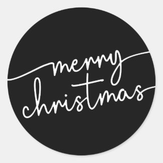 Pegatina Redonda Elegancia Pulida: Feliz Navidad en Letra Script El