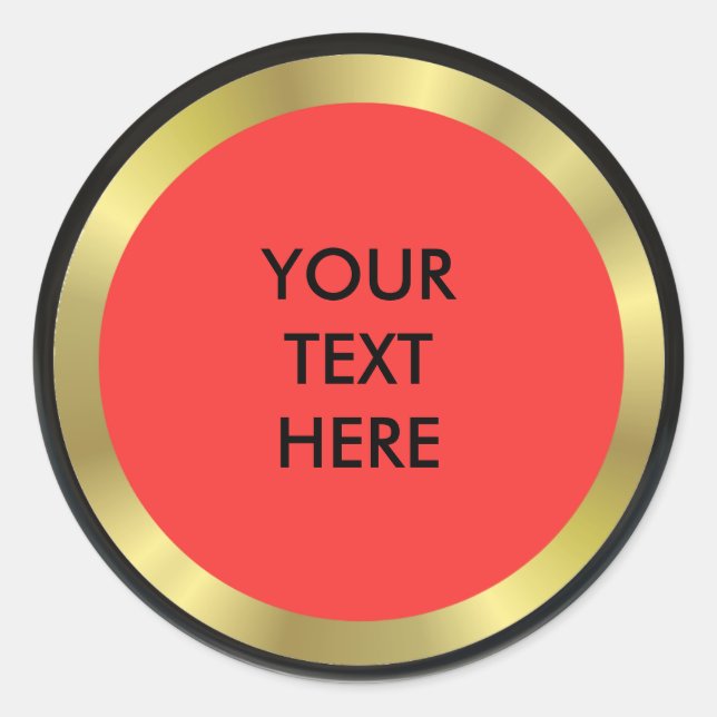 Pegatina Redonda Elegancia roja, negra y dorada (Anverso)