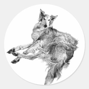 Pegatina Redonda Elegancia, sin perturbaciones – Silken Windhound