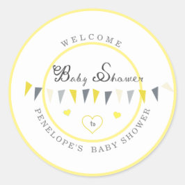 Pegatina Redonda Elegancia Sunny Cute Bunting Baby Shower