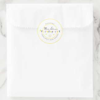 Pegatina Redonda Elegancia Sunny Cute Bunting Baby Shower