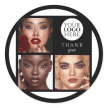 Elegant 3 Photo Text Black Logo Thank You Makeup