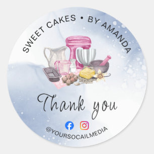 Pegatina Redonda Elegant Bakery Sticker de agradecimiento   Me aleg