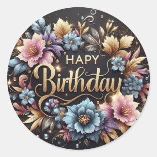 Pegatina Redonda Elegant birthday sticker 