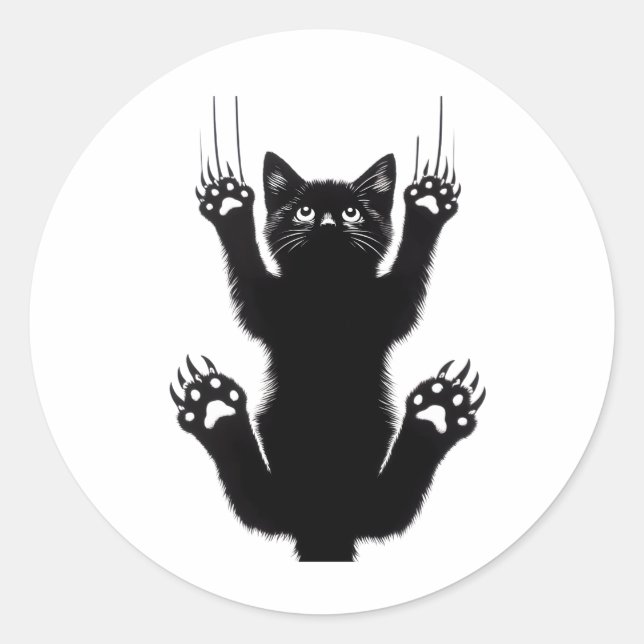 Pegatina Redonda Elegant Black Cat Illustration (Anverso)