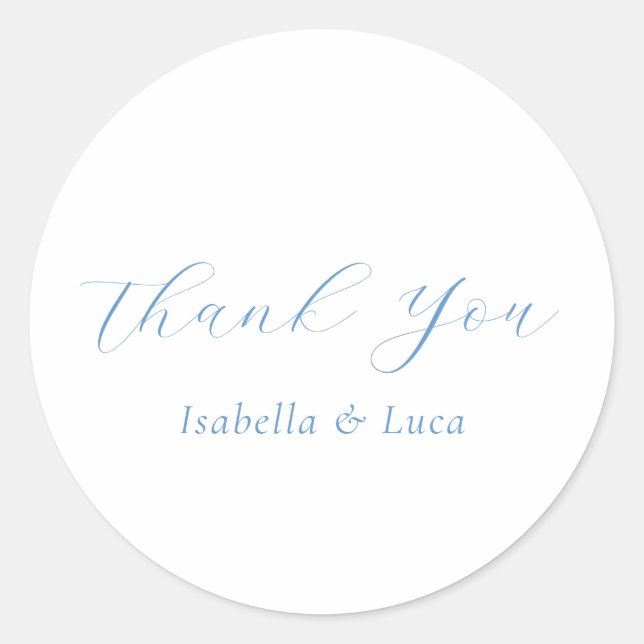 Pegatina Redonda Elegant Blue and White Coastal Chic Wedding (Anverso)