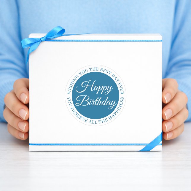 Pegatina Redonda Elegant Blue Birthday Sticker (Subido por el creador)