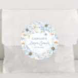 Pegatina Redonda Elegant Blue Floral Bridal Shower Round Sticker<br><div class="desc">A simple and pretty detail for your bridal shower favors. This blue floral circle sticker with a soft bow works beautifully for sealing envelopes,  decorating favor bags,  or adding to small party gifts.</div>