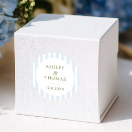 Pegatina Redonda Elegant Blue Stripes Monogram