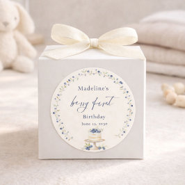 Pegatina Redonda Elegant Blueberry Berry First Birthday