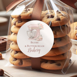 Pegatina Redonda Elegant Blush Patisserie Bakery Business