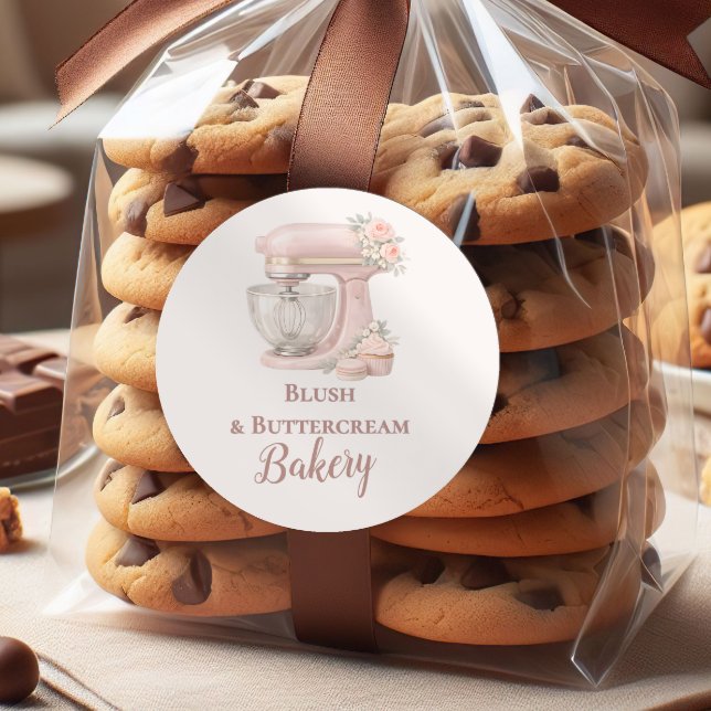 Pegatina Redonda Elegant Blush Patisserie Bakery Business (Subido por el creador)