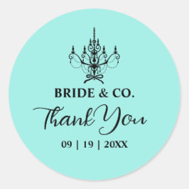 Pegatina Redonda Elegant Bride & Co. Bridal Shower Teal