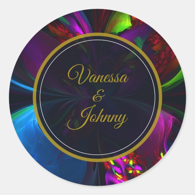 Pegatina Redonda Elegant Classic Modern Floral Pattern #902 Wedding (Anverso)