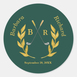 Pegatina Redonda Elegant Custom Golf Theme Wedding