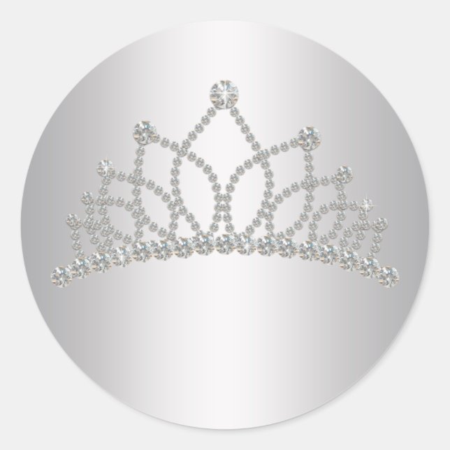 Pegatina Redonda Elegant Diamond Tiara Princess Sticker (Anverso)