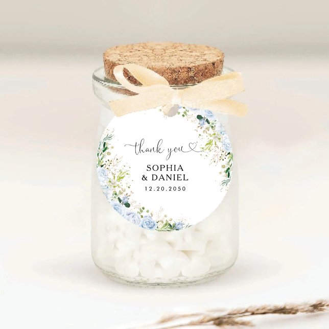 Pegatina Redonda Elegant Dusty Blue Wedding Classic Round Sticker (Subido por el creador)