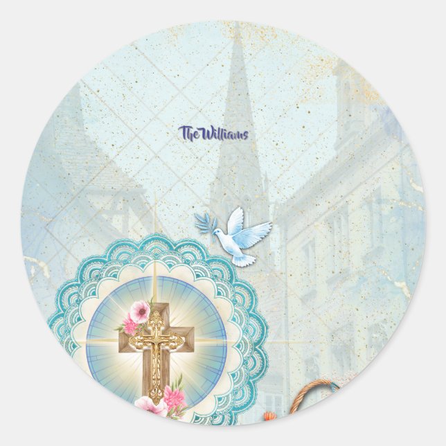 Pegatina Redonda Elegant Easter Cupcake Toppers (Anverso)