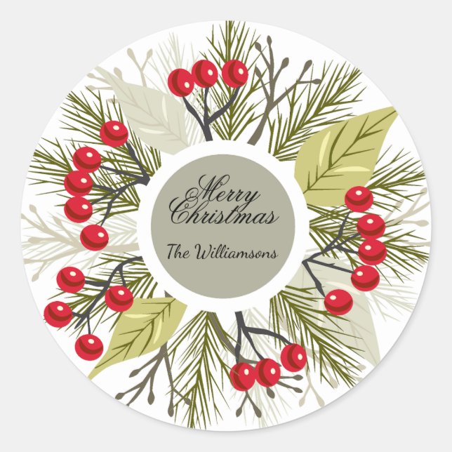 Pegatina Redonda Elegant Editable Christmas Circle Sticker (Anverso)