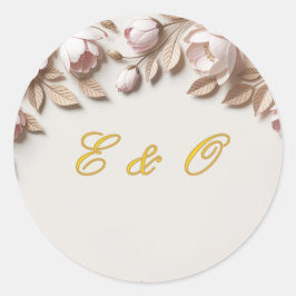 Pegatina Redonda Elegant Floral Wedding Round Sticker