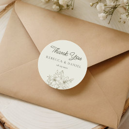 Pegatina Redonda Elegant Floral Wedding Thank You Favor Sticker