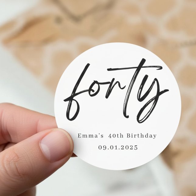 Pegatina Redonda Elegant Forty Birthday Party Stickers (Subido por el creador)