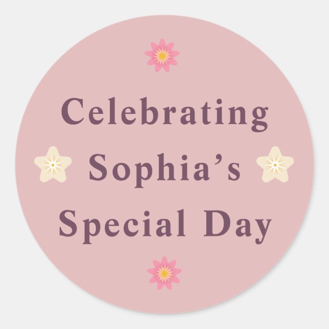 Pegatina Redonda Elegant Friendship Day Sticker for Her. (Anverso)