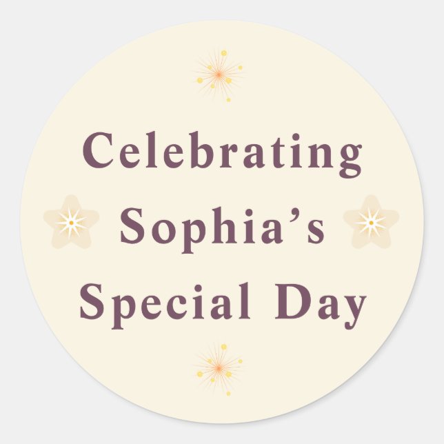 Pegatina Redonda Elegant Friendship Day Sticker for Her. (Anverso)