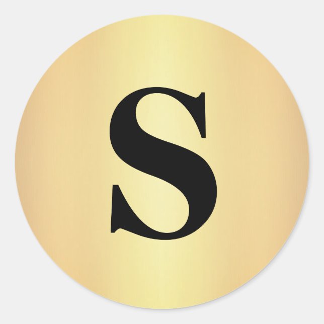 Pegatina Redonda Elegant Glitter Gold Monogram Envelope Seal (Anverso)