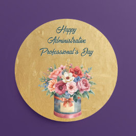 Pegatina Redonda Elegant Gold Administrative Professionals Day
