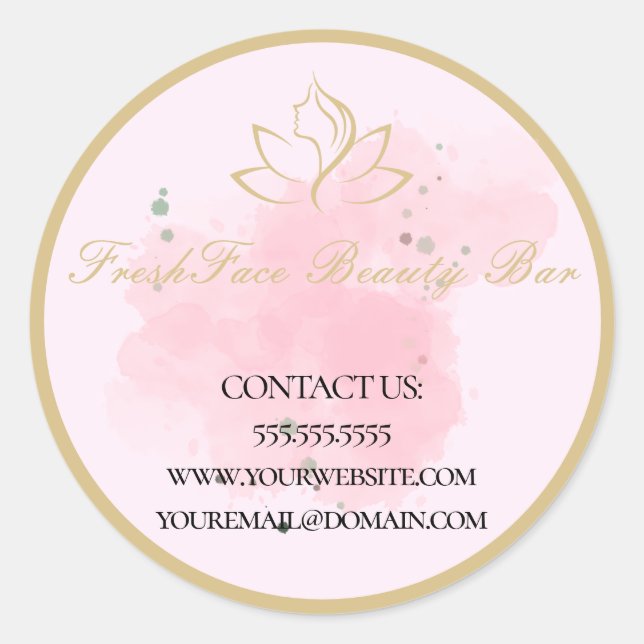 Pegatina Redonda Elegant gold and black beauty salon (Anverso)