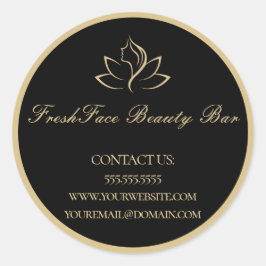 Pegatina Redonda Elegant gold and black beauty salon