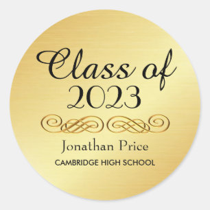 Pegatina Redonda Elegant Gold Class of Graduation Envelope Seals