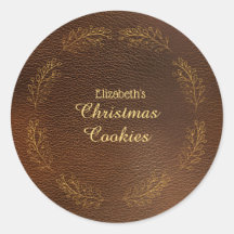 Elegant Gold Leaves Brown Christmas Cookies