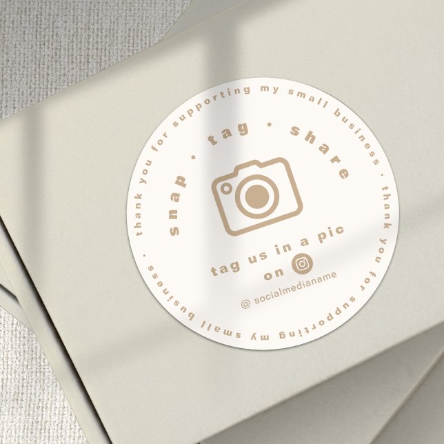 Pegatina Redonda Elegant Gold Neutral Branded Business Thank you  (Elegant Gold Neutral Branded Business Thank you Classic Round Sticker)