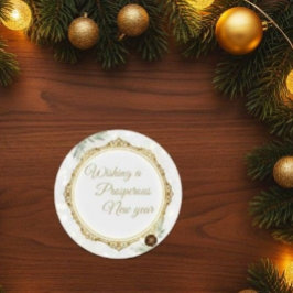 Pegatina Redonda Elegant Gold Ornate Frame Round Sticker with Eucal