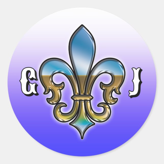 Pegatina Redonda Elegant Golf Monogram Design (Anverso)