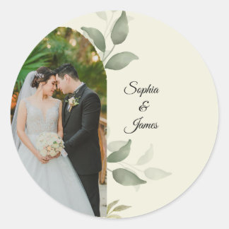 Pegatina Redonda Elegant Greenery Arch Wedding Photo Round Sticker
