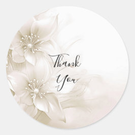 Pegatina Redonda Elegant Ivory White Flowers Sticker
