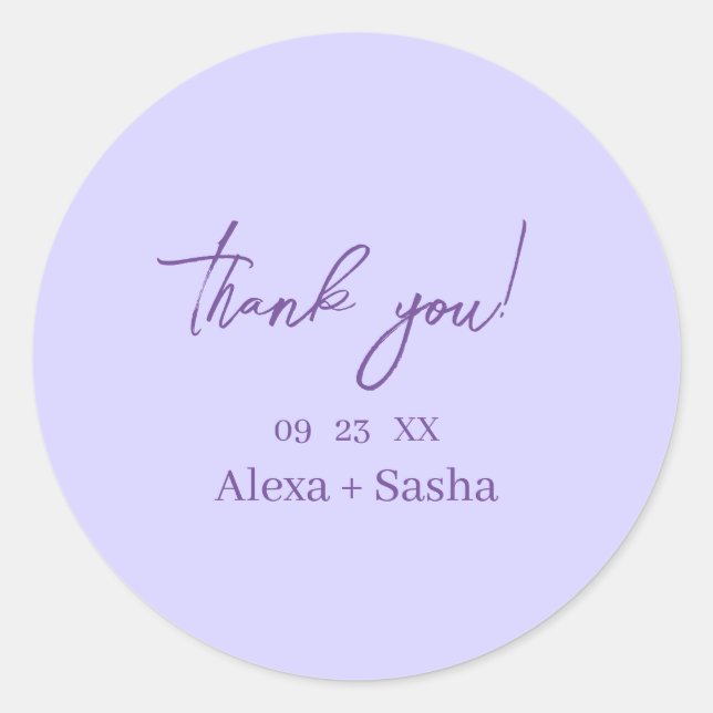Pegatina Redonda Elegant Light Purple Lilac Flowers Wedding (Anverso)