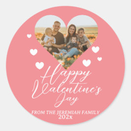Pegatina Redonda Elegant Love Happy Valentine Day Family Photo