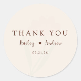 Pegatina Redonda Elegant Minimal Floral Wedding Round Sticker